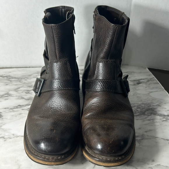 Men’s Harley-Davidson brown leather ankle zip on boots VIBRAM soles SZ 10.5 - Picture 2 of 10
